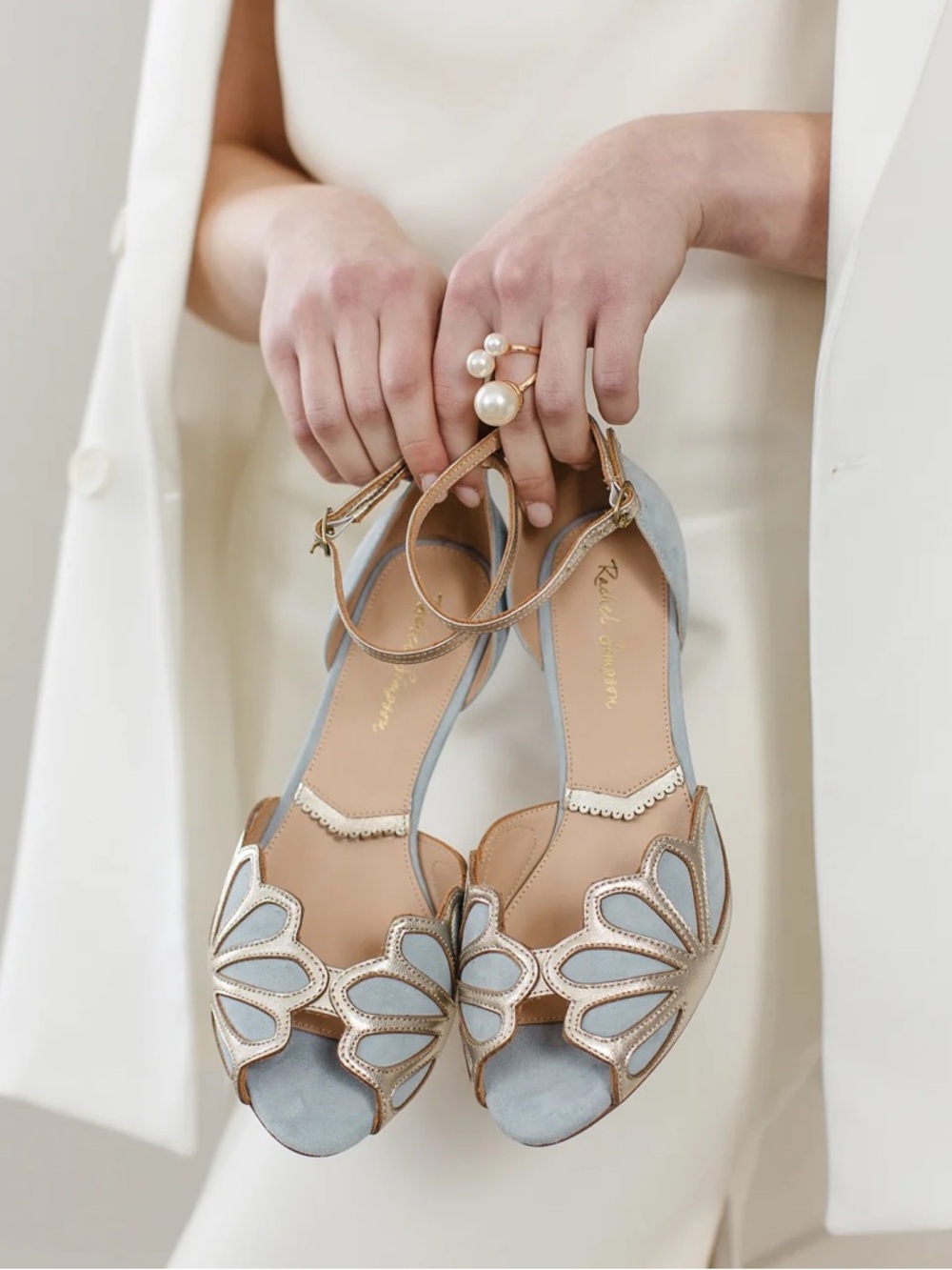 Rachel Simpson isadora something Blue Suede  bridal Wedding heels art deco 36